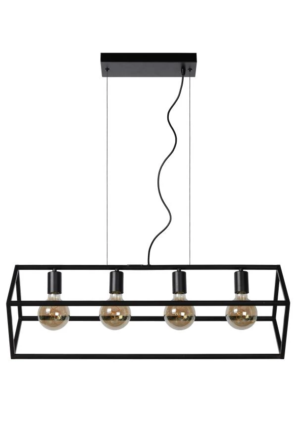 Lucide FABIAN - Hanglamp - 4xE27 - Zwart - uitgezet